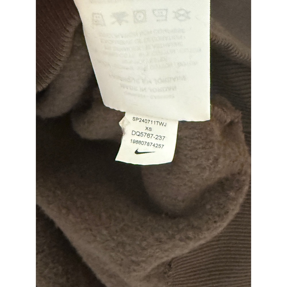 Nike Phoenix Fleece 1/4 Zip Cropped Sweatshirt Brown DQ5767-237 Womens XS - Picture 6 of 6